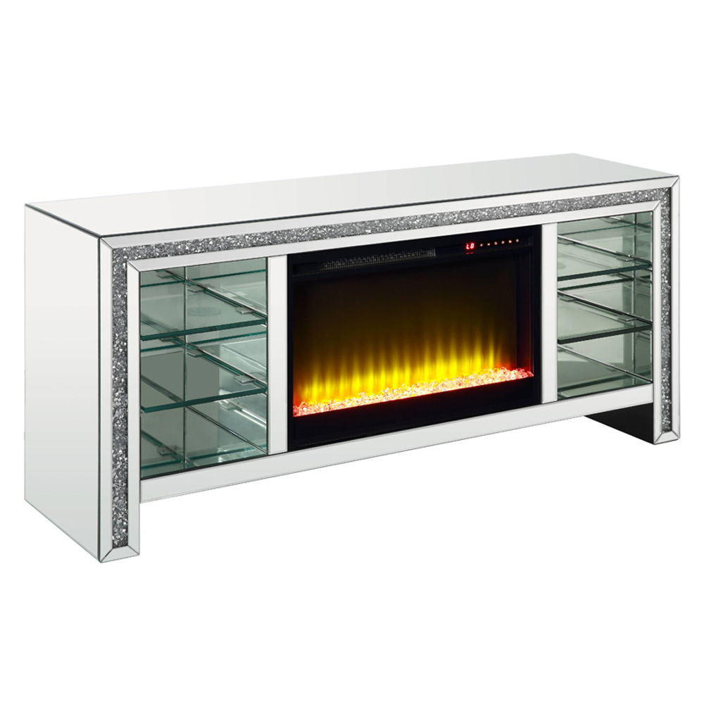 Noralie - 28" TV Stand With Fireplace & LED - Mirrored & Faux Diamonds - Urban Living Furniture (Los Angeles, CA)