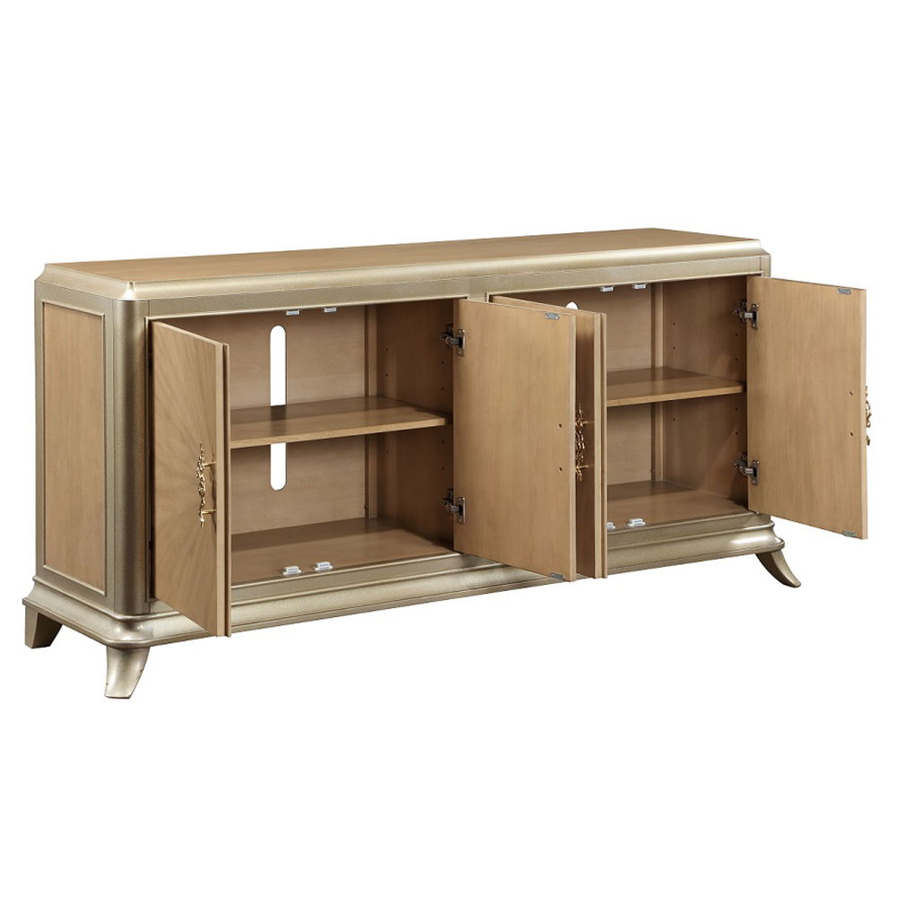 Dodie - Console Cabinet - Natural Oak Sunburst Pattern & Taupe Champaign - Urban Living Furniture (Los Angeles, CA)