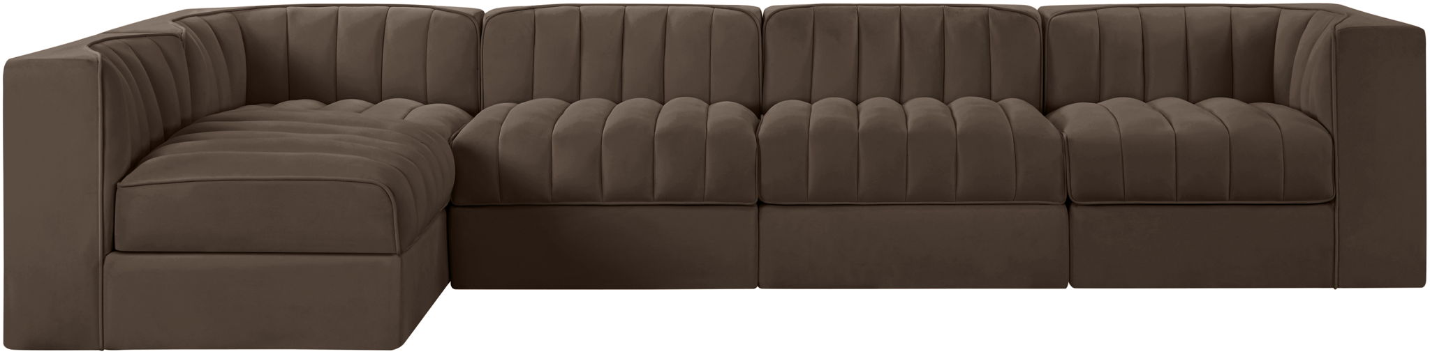Rummi - Velvet Performance Fabric Upholstered 5 Piece Modular Sectional, L-Shaped (Right) - Urban Living Furniture (Los Angeles, CA)