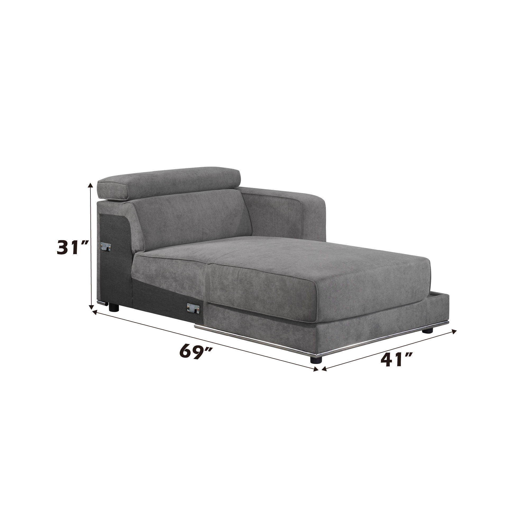 Alwin - Modular Rf Chaise - Dark Gray Fabric - Urban Living Furniture (Los Angeles, CA)