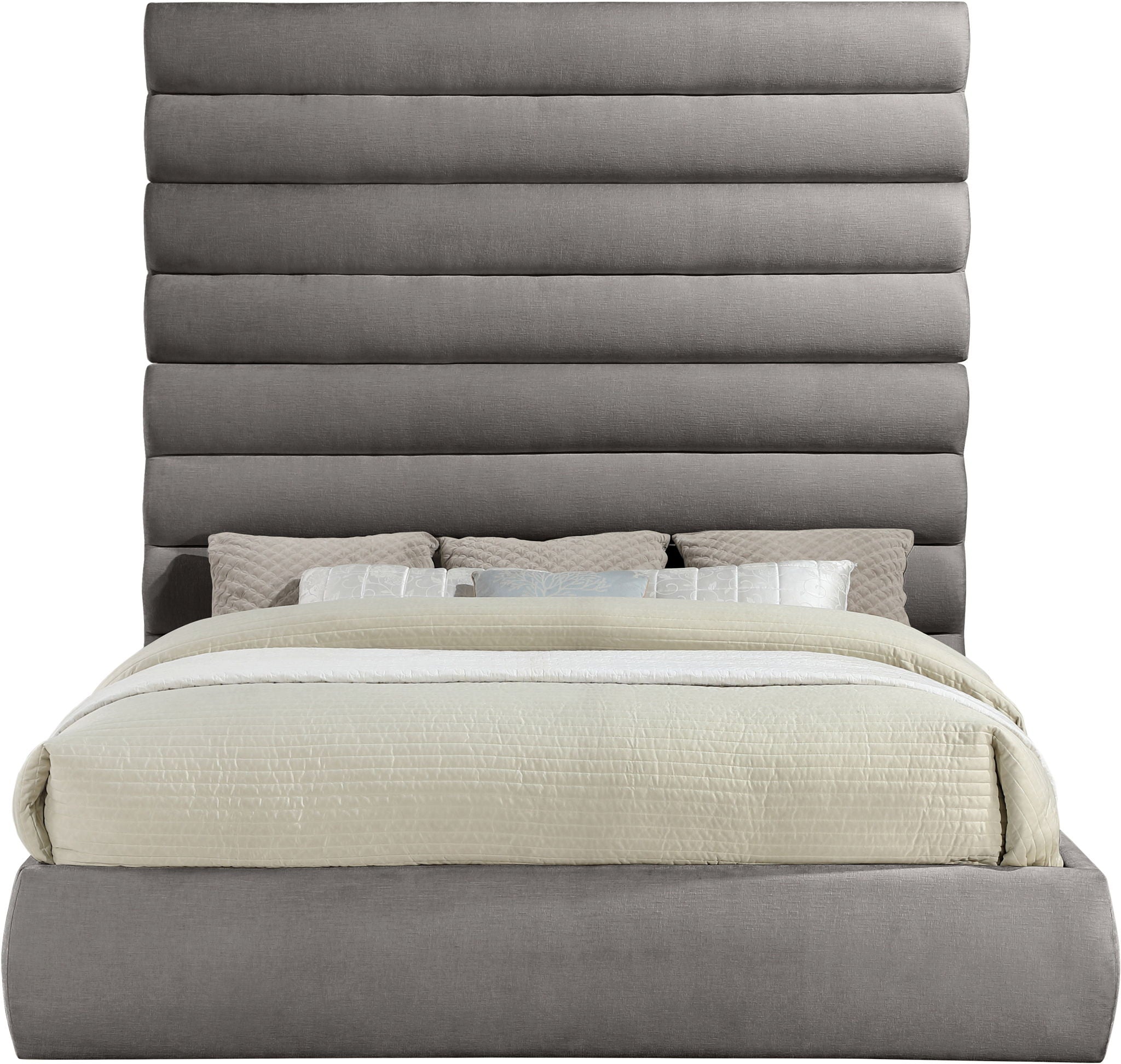 Adam - Chenille Fabric Bed With 89" Headboard