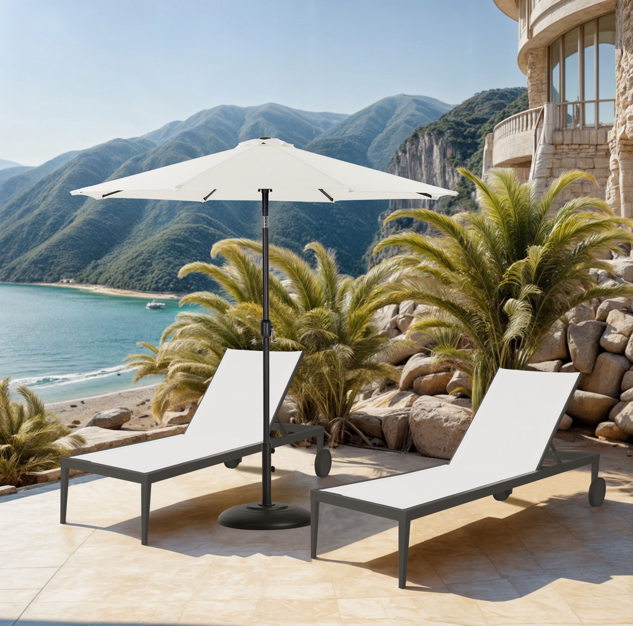 Fiji - Aluminum Patio Umbrella With Round Black Base - Urban Living Furniture (Los Angeles, CA)