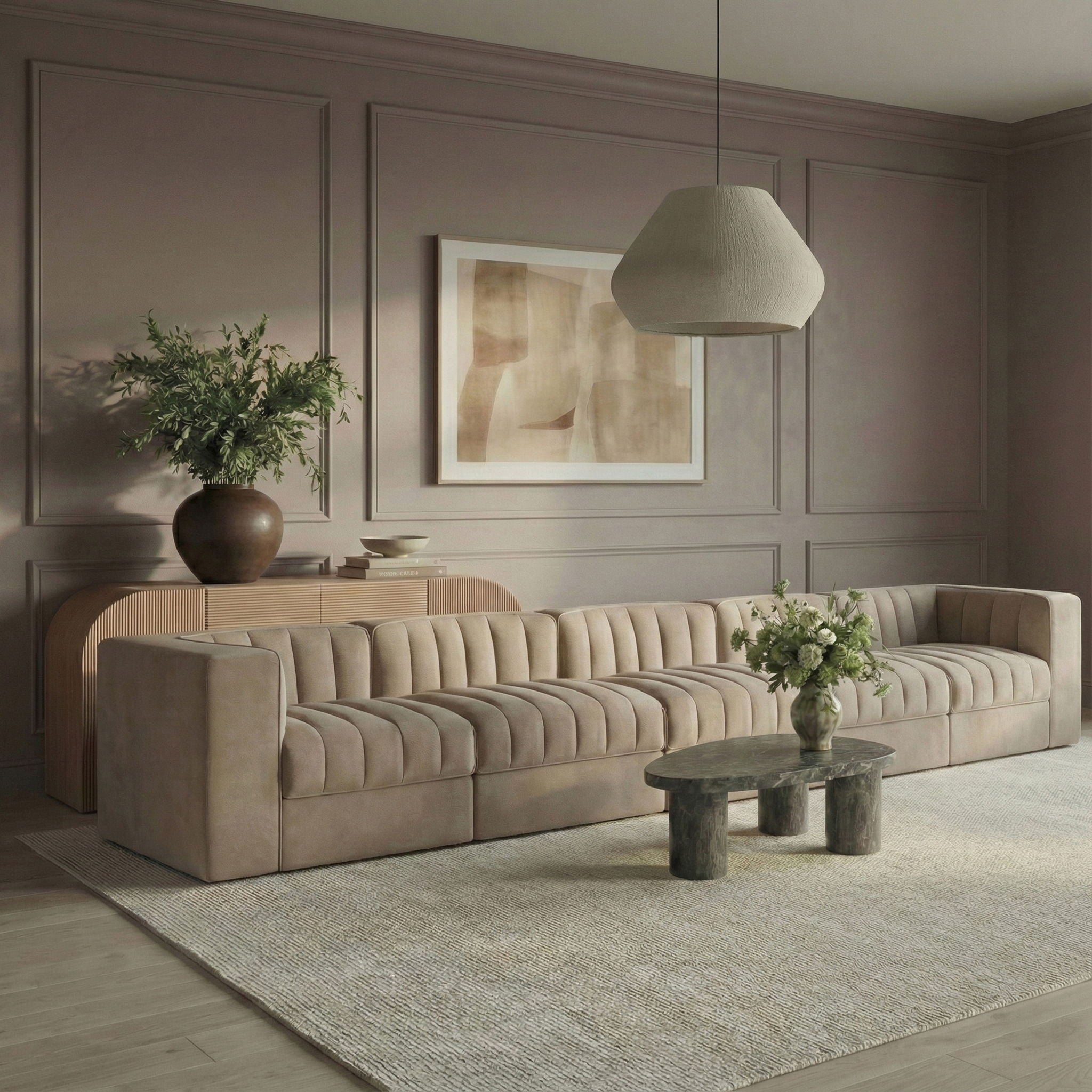 Rummi - Velvet Performance Fabric Upholstered 5 Piece Modular Sofa - Urban Living Furniture (Los Angeles, CA)