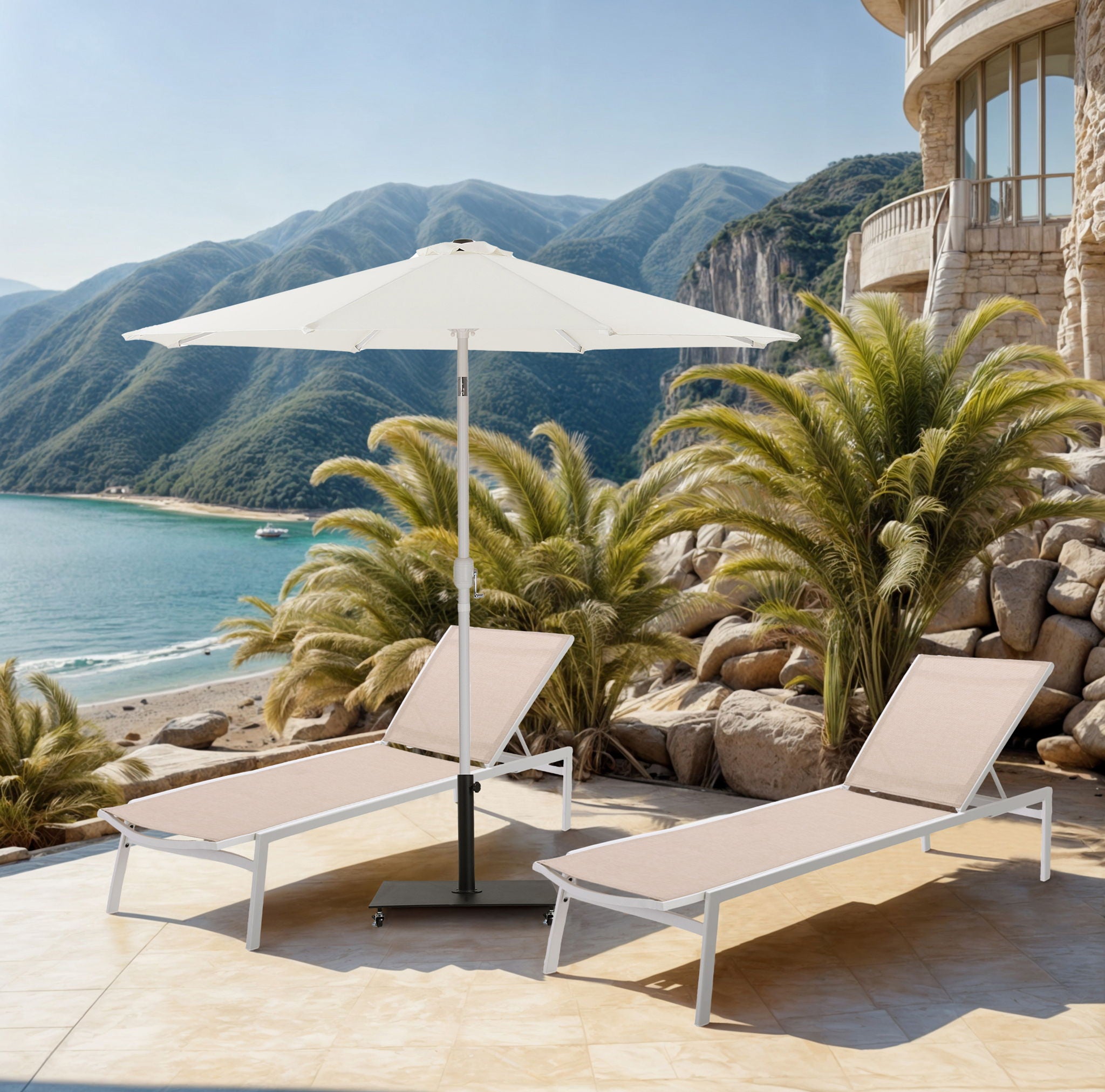 Fiji - Aluminum Patio Umbrella With Square Black And White Base - Urban Living Furniture (Los Angeles, CA)