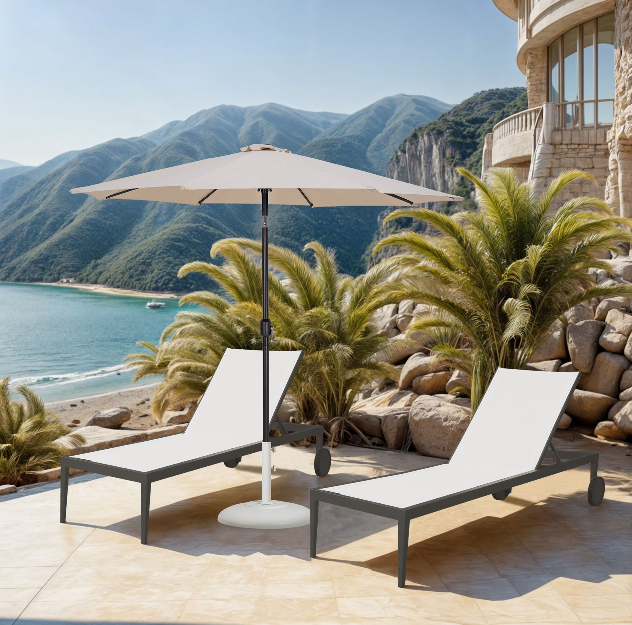 Fiji - Aluminum Patio Umbrella With Round White And Black Base - Urban Living Furniture (Los Angeles, CA)