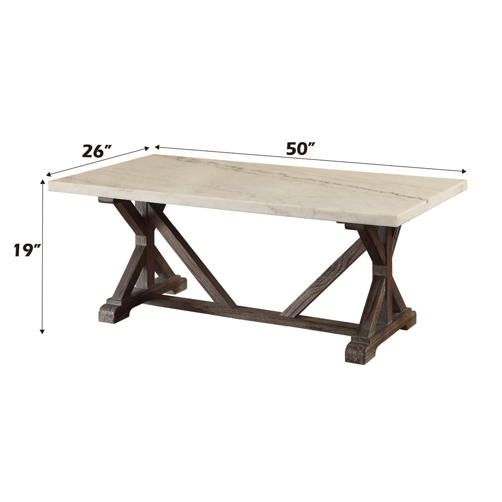 Romina - Coffee Table - White Marble Top & Weathered Espresso - Urban Living Furniture (Los Angeles, CA)