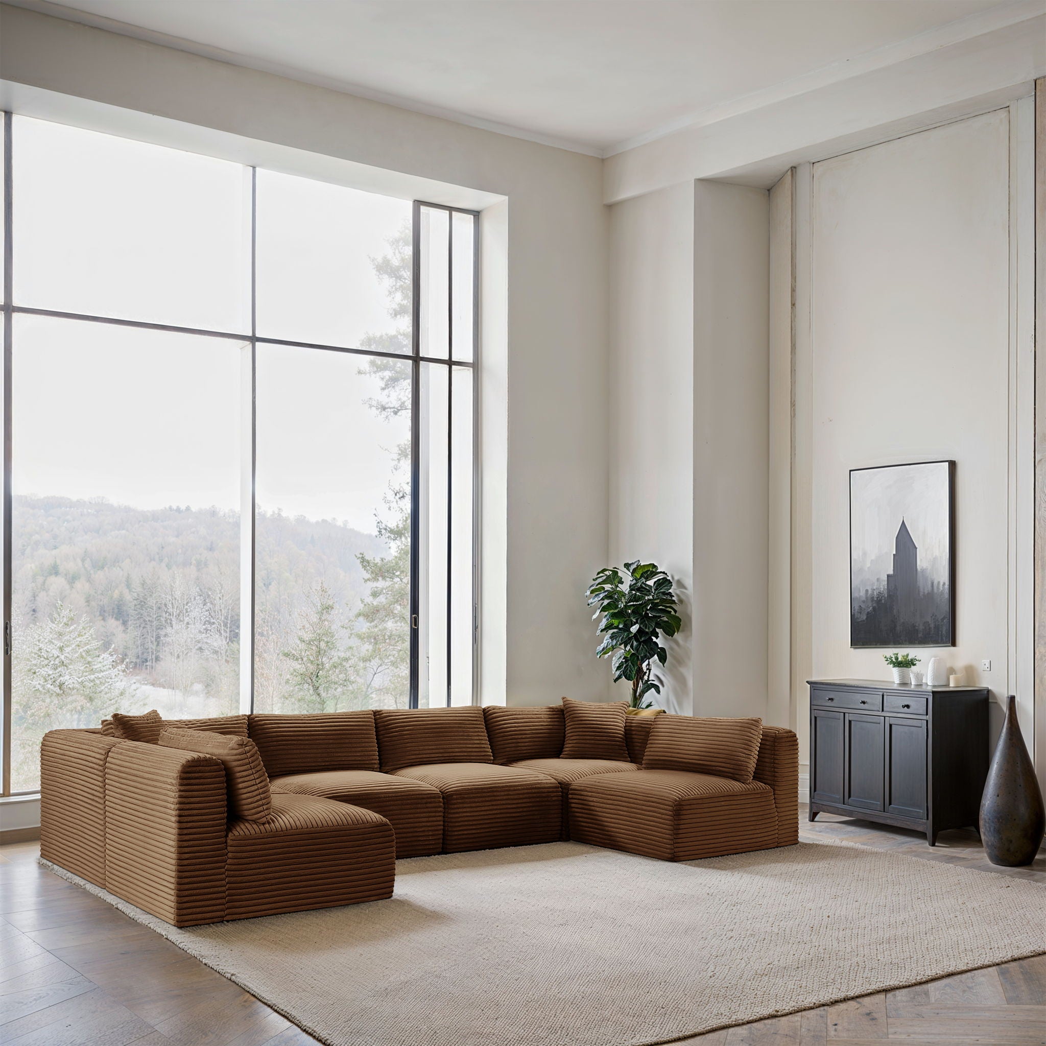 Shaggy - Fabric 6 Piece Modular U-Shaped Armless Sectional - Urban Living Furniture (Los Angeles, CA)