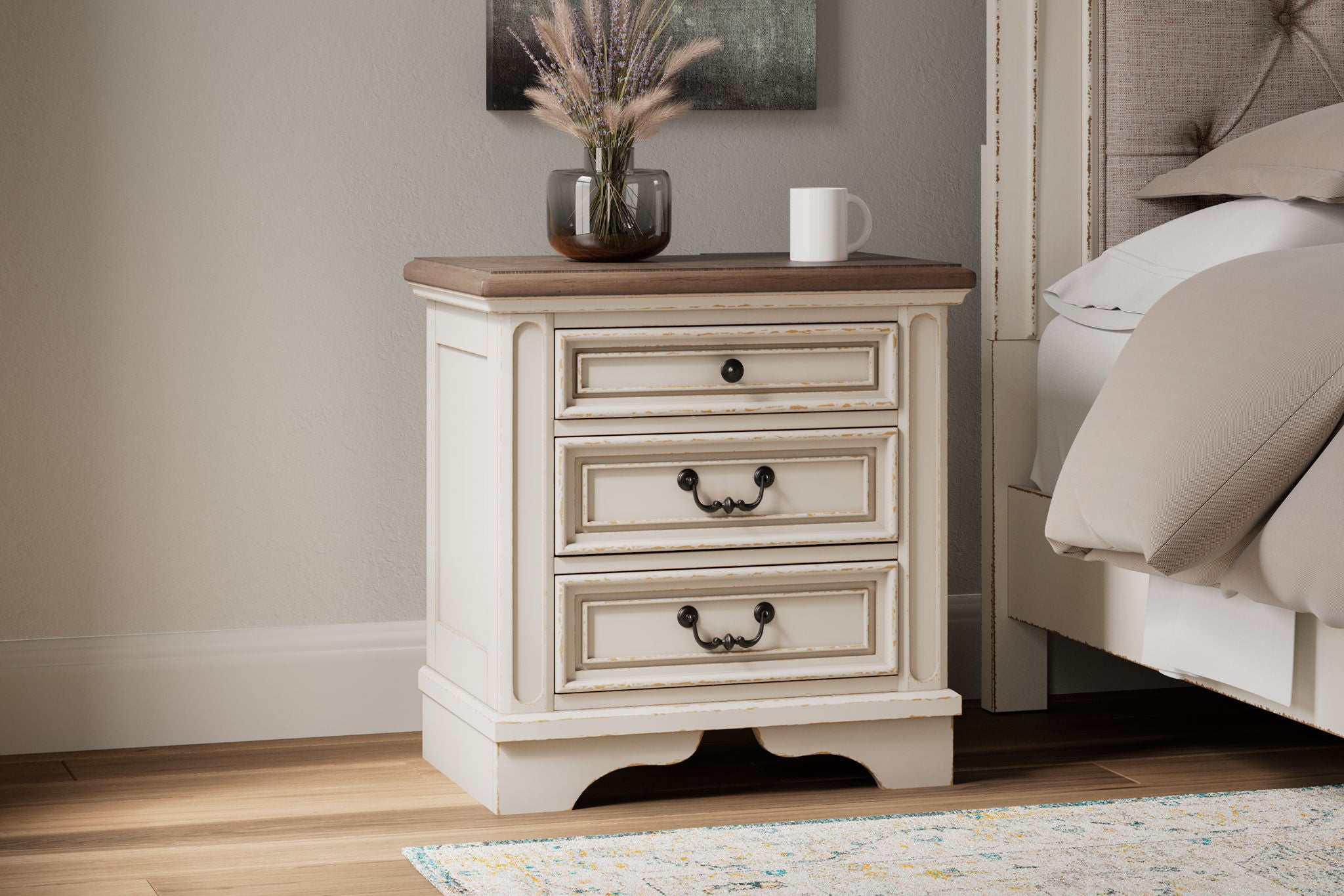 Realyn - White / Brown / Beige - Three Drawer Night Stand - Urban Living Furniture (Los Angeles, CA)