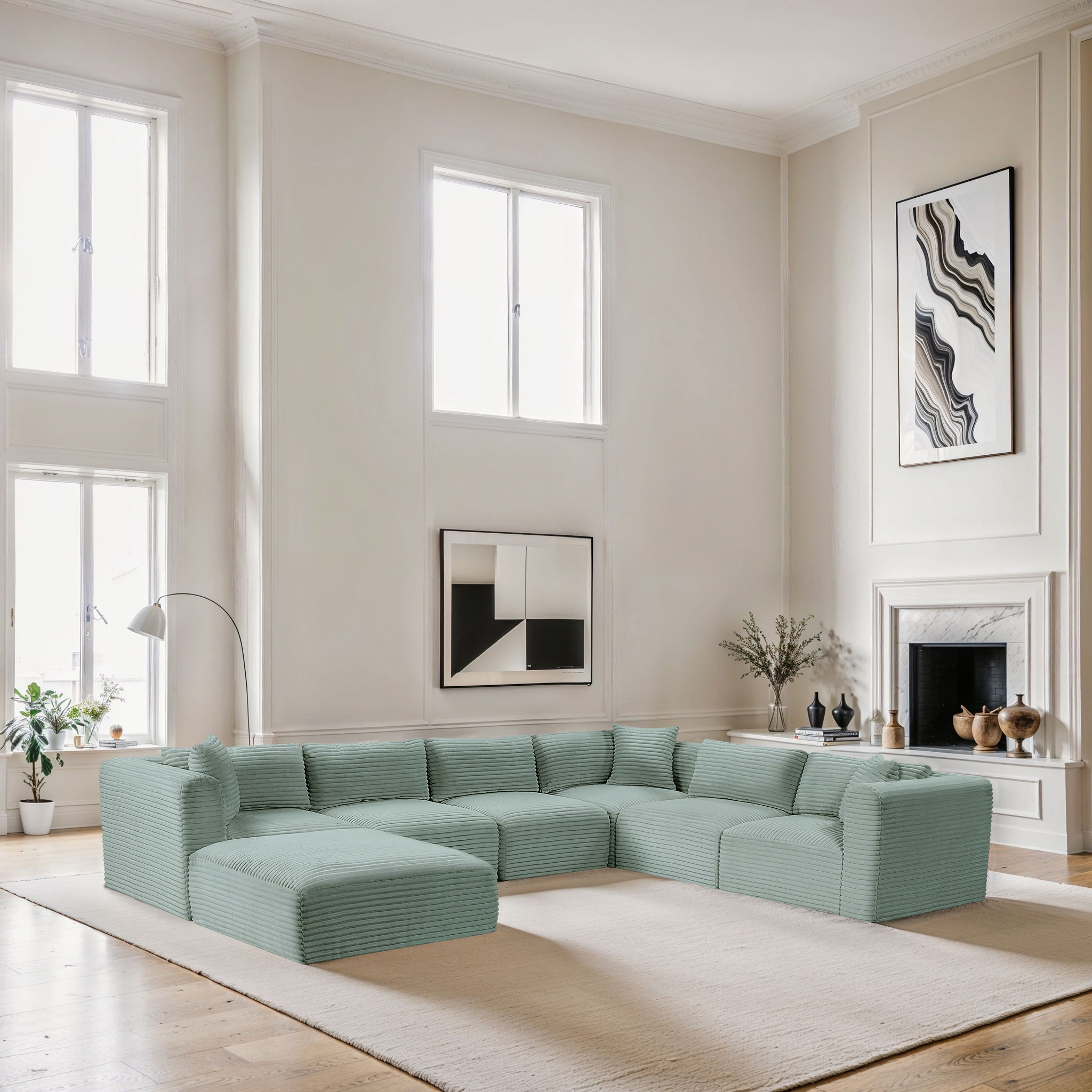 Shaggy - 7 Piece Modular U-Shaped Sectional With Ottoman - Urban Living Furniture (Los Angeles, CA)