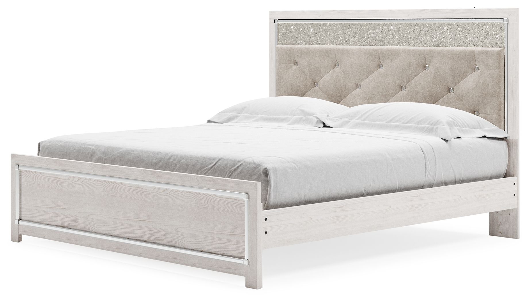 Altyra - White - King Panel Bed With Upholstered Headboard - Urban Living Furniture (Los Angeles, CA)