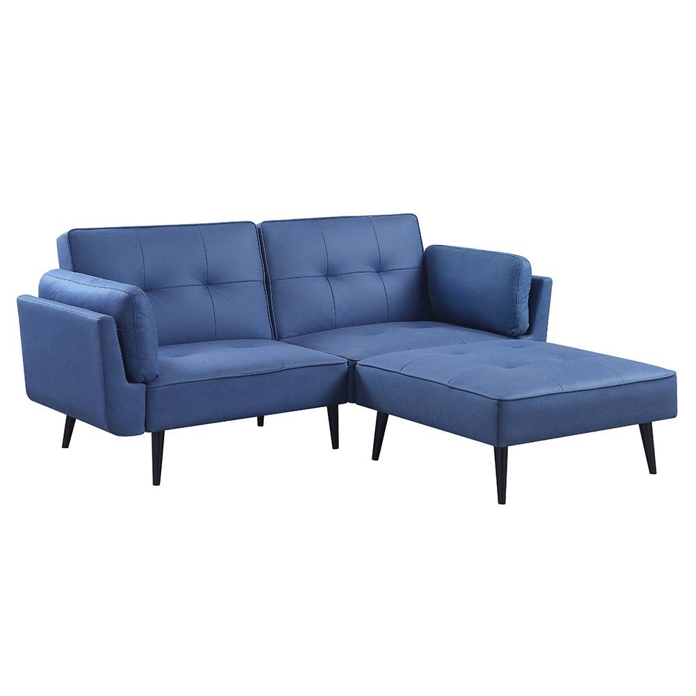 Nafisa - Adjustable Sofa & Ottoman - Blue Fabric - Urban Living Furniture (Los Angeles, CA)