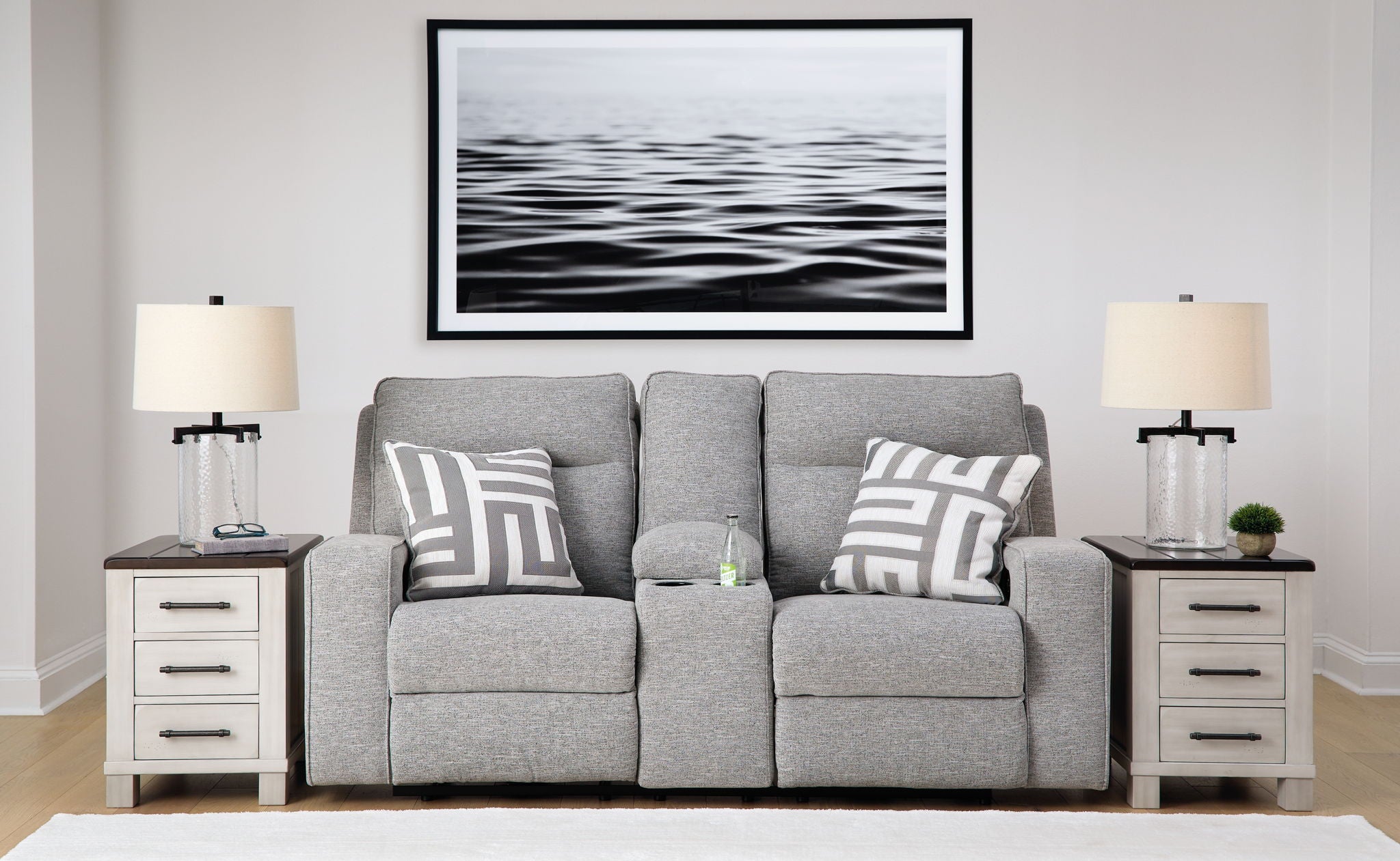 Biscoe - Pewter - Power Reclining Loveseat With Console /Adj Headrest - Urban Living Furniture (Los Angeles, CA)