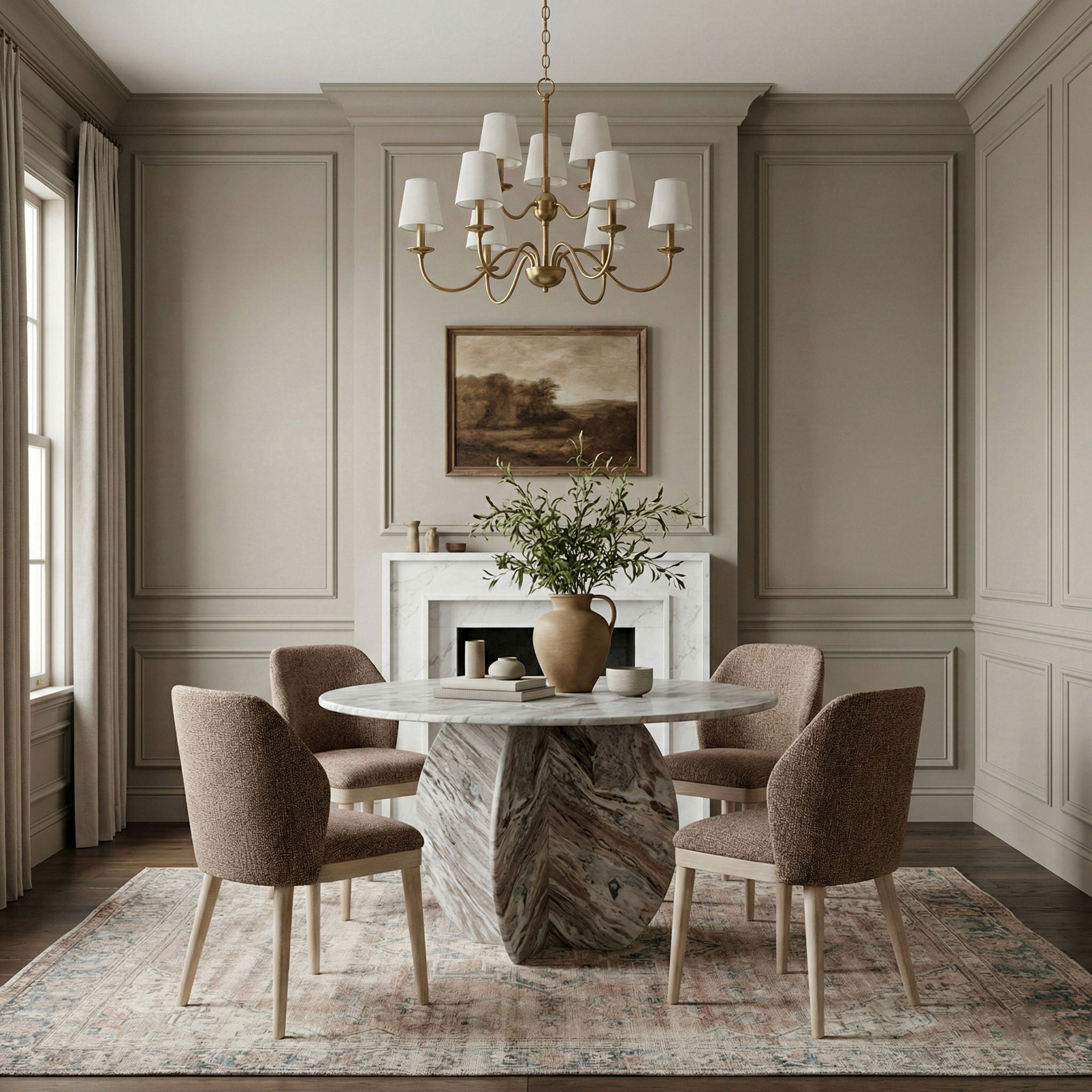 Valeo - Linen Textured Fabric Upholstered Dining Chair (Set of 2) - Painted Natural Base - Urban Living Furniture (Los Angeles, CA)