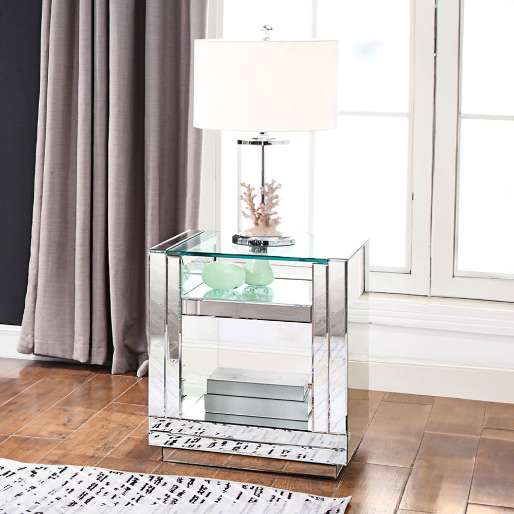 Nysa - 24" End Table - Mirrored & Faux Crystals - Urban Living Furniture (Los Angeles, CA)