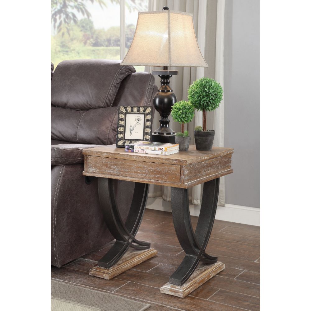 Pellio - End Table - Antique Oak & Black - Urban Living Furniture (Los Angeles, CA)