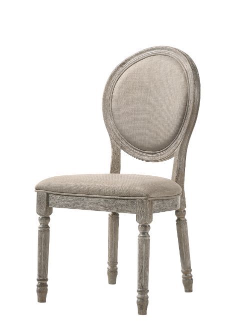 Faustine - Side Chair (Set of 2) - Tan Fabric & Salvaged Light Oak - Urban Living Furniture (Los Angeles, CA)