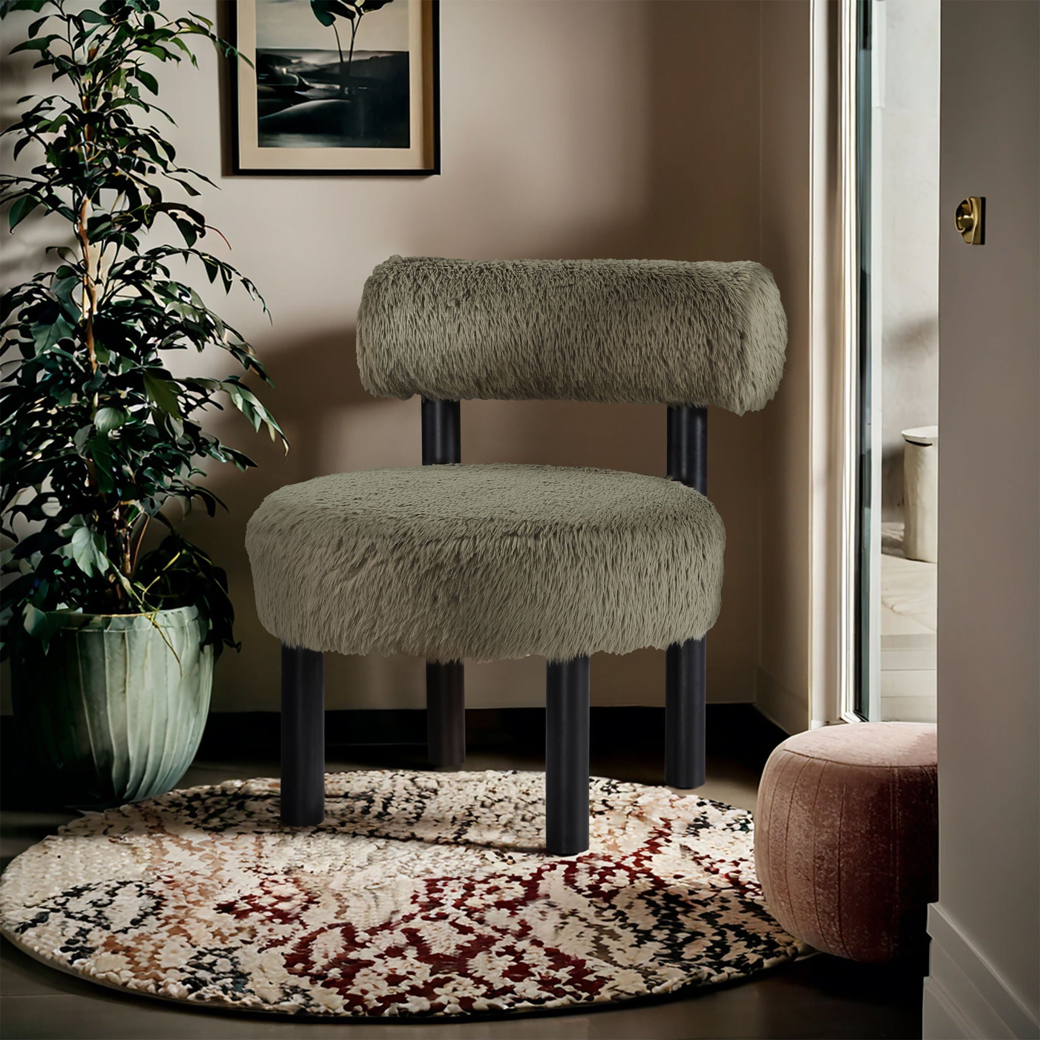 Ambre - Vegan Shearling Fabric Upholstered Accent Chair - Urban Living Furniture (Los Angeles, CA)