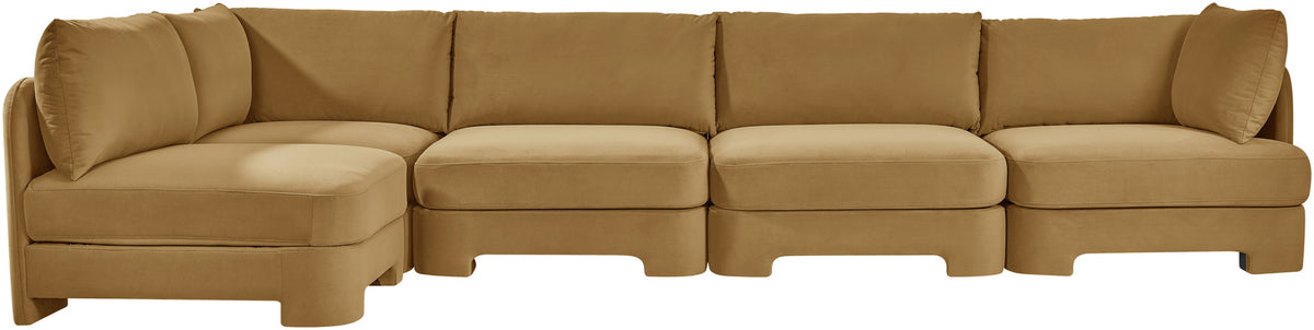 Hammond - Velvet Performance Fabric Upholstered 5 Piece L-Shaped Sectional