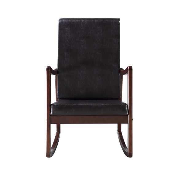 Raina - Rocking Chair - Dark Brown Synthetic Leather & Espresso - Urban Living Furniture (Los Angeles, CA)