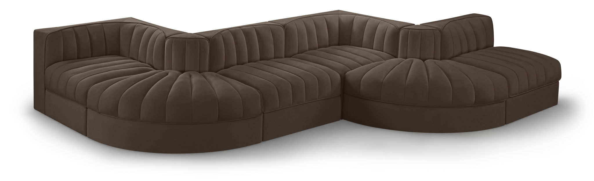 Rummi - Rounded Velvet Performance Fabric Upholstered 6 Piece Modular Sectional - Urban Living Furniture (Los Angeles, CA)