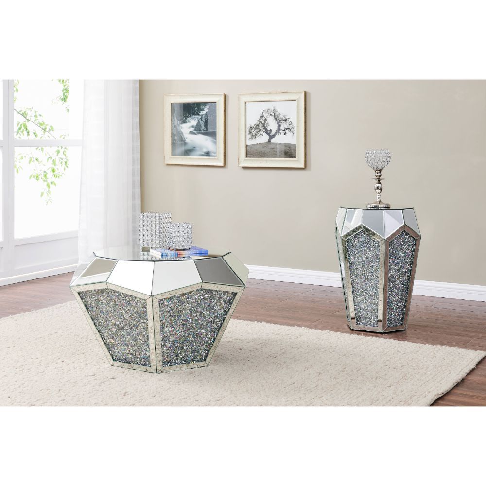 Noralie - 18" Coffee Table - Mirrored & Faux Diamonds - Urban Living Furniture (Los Angeles, CA)