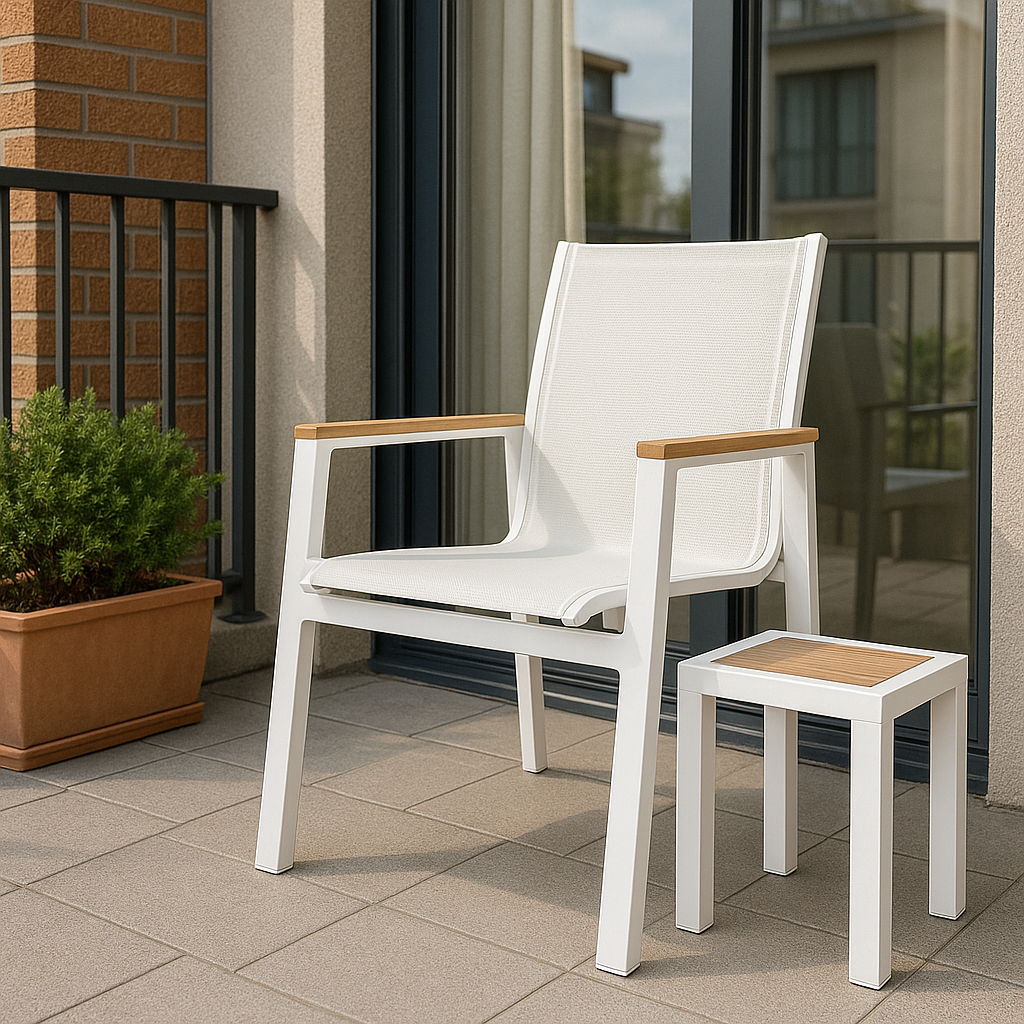 Nizuc - Outdoor Patio Dining Arm Chair With White Frame And Natural Arms (Set of 2) - Urban Living Furniture (Los Angeles, CA)