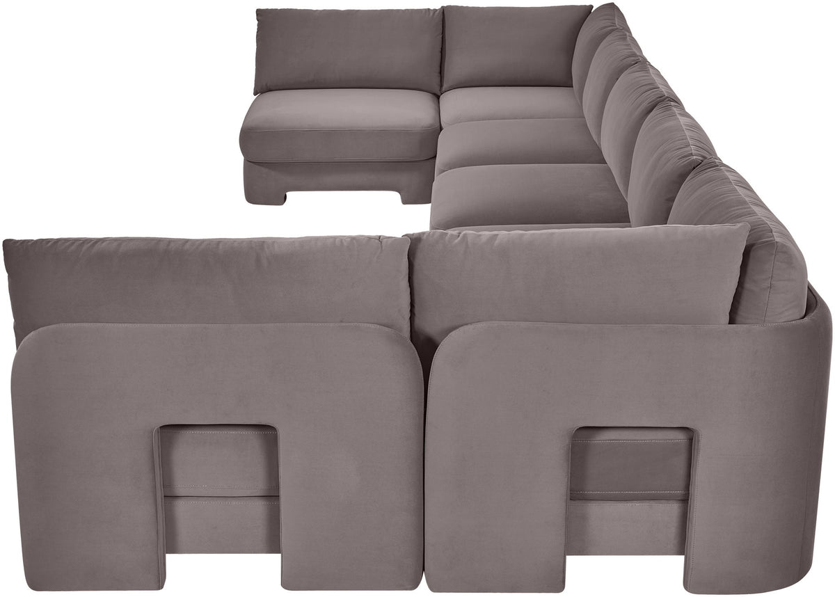 Hammond - Velvet Performance Fabric Upholstered 7 Piece U-Shaped Armless Sectional