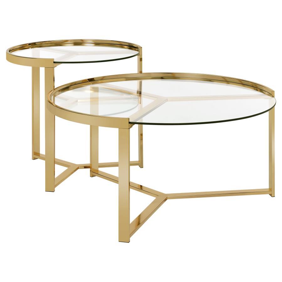 Delia - 2 Piece Round Glass Top Nesting Coffee Table - Urban Living Furniture (Los Angeles, CA)