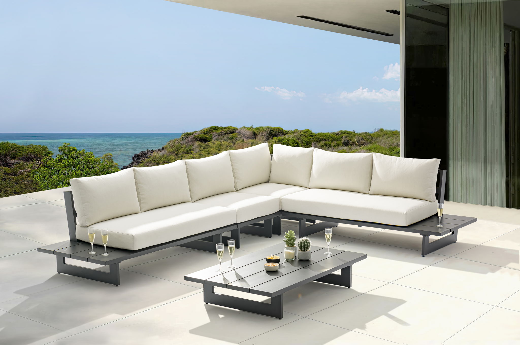 Maldives - 4 Piece Water Resistant Outdoor Patio Modular Sectional With Gray Base - Urban Living Furniture (Los Angeles, CA)