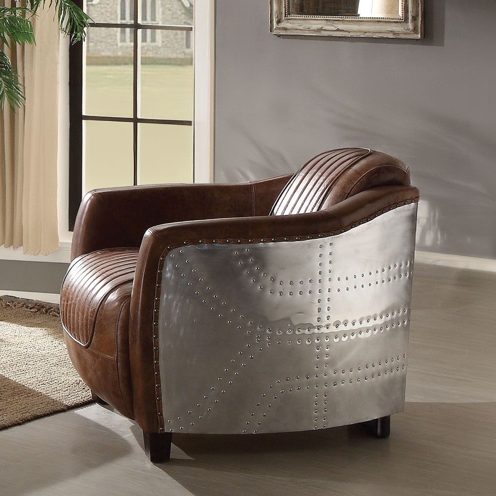 Brancaster - Chair - Retro Brown Top Grain Leather & Aluminum - Urban Living Furniture (Los Angeles, CA)