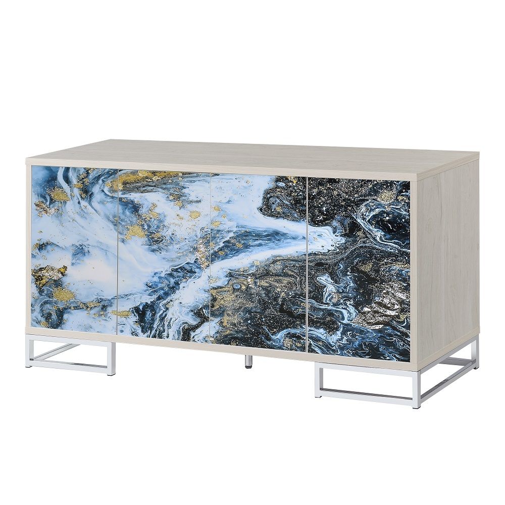 Liam - Console Cabinet - Blue Marble Print & Chrome - Urban Living Furniture (Los Angeles, CA)