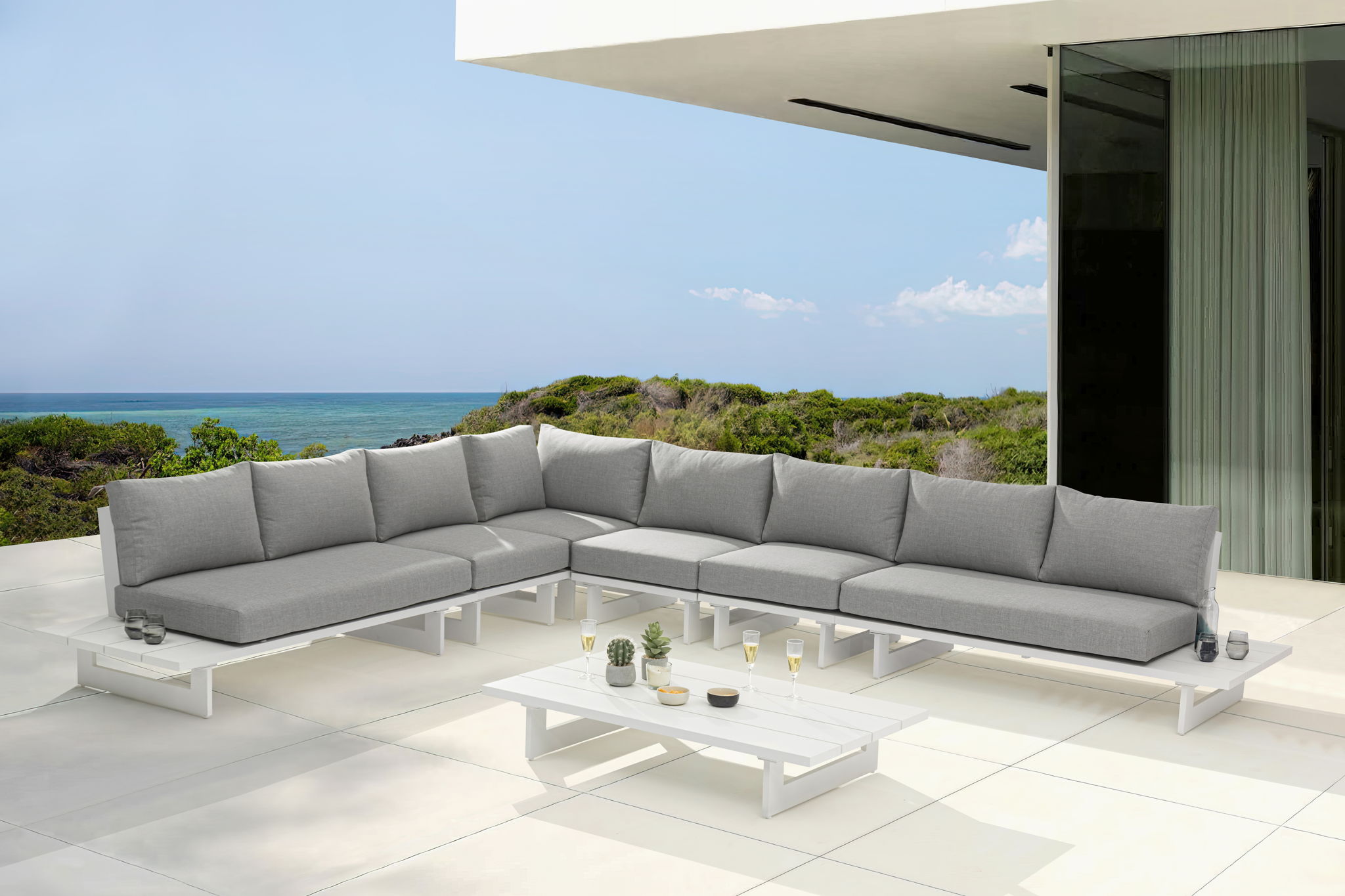 Maldives - 6 Piece Water Resistant Outdoor Patio Modular Sectional With White Base - Urban Living Furniture (Los Angeles, CA)