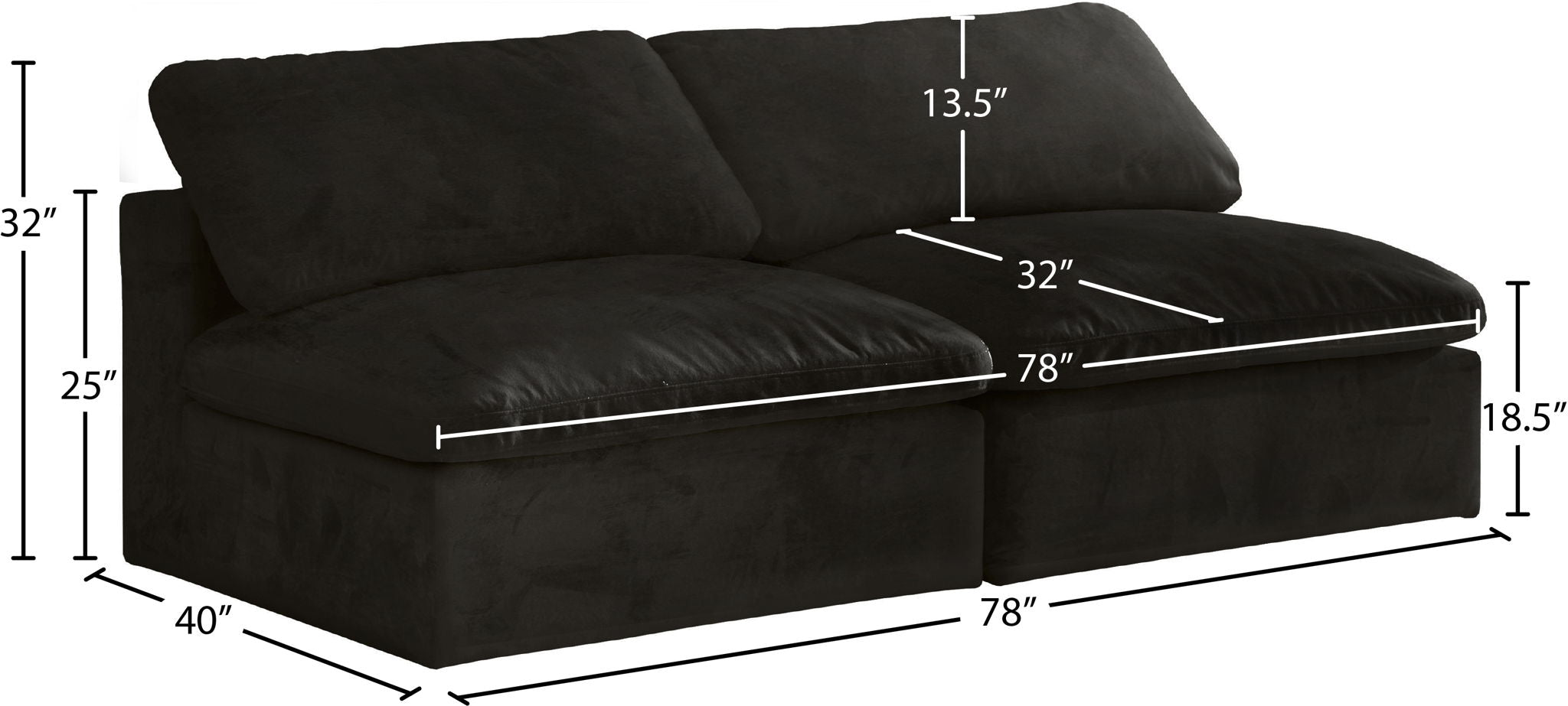 Cozy - Modular Armless 2 Seat Sofa - Urban Living Furniture (Los Angeles, CA)