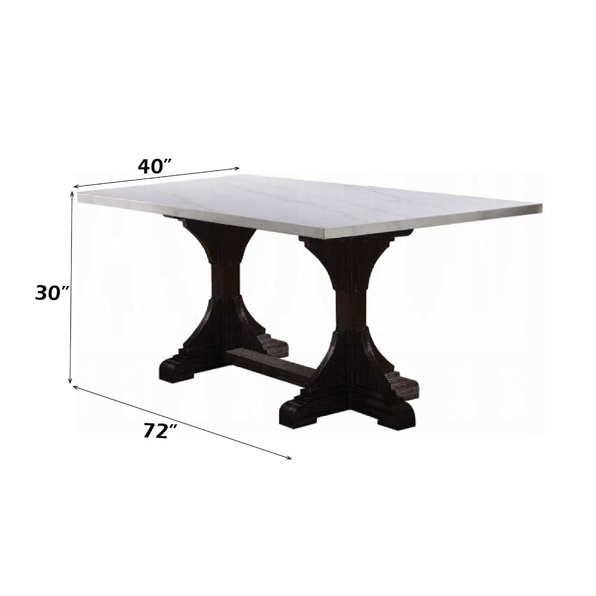 Gerardo - 30" Dining Table - White Marble Top & Weathered Espresso - Urban Living Furniture (Los Angeles, CA)
