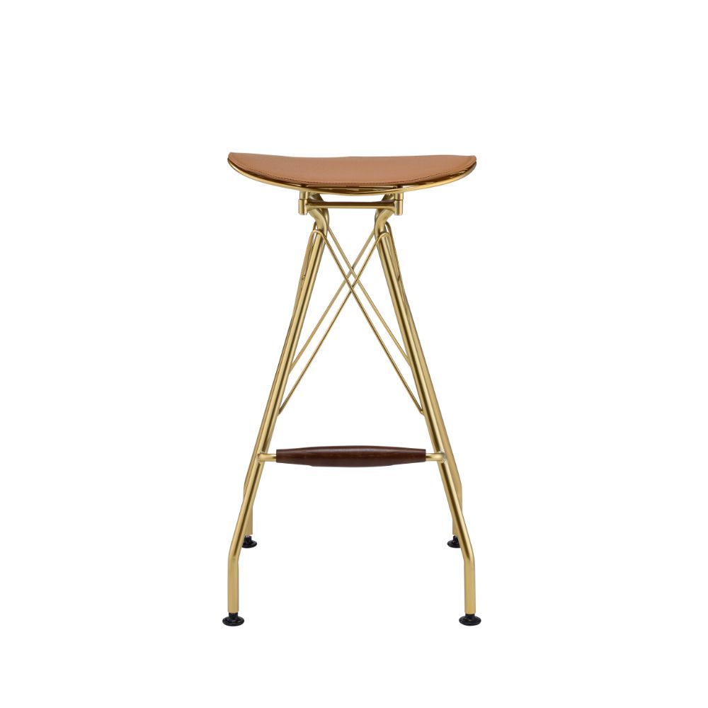 Dragea - Bar Stool (Set of 2) - Whiskey Synthetic Leather & Gold - Urban Living Furniture (Los Angeles, CA)