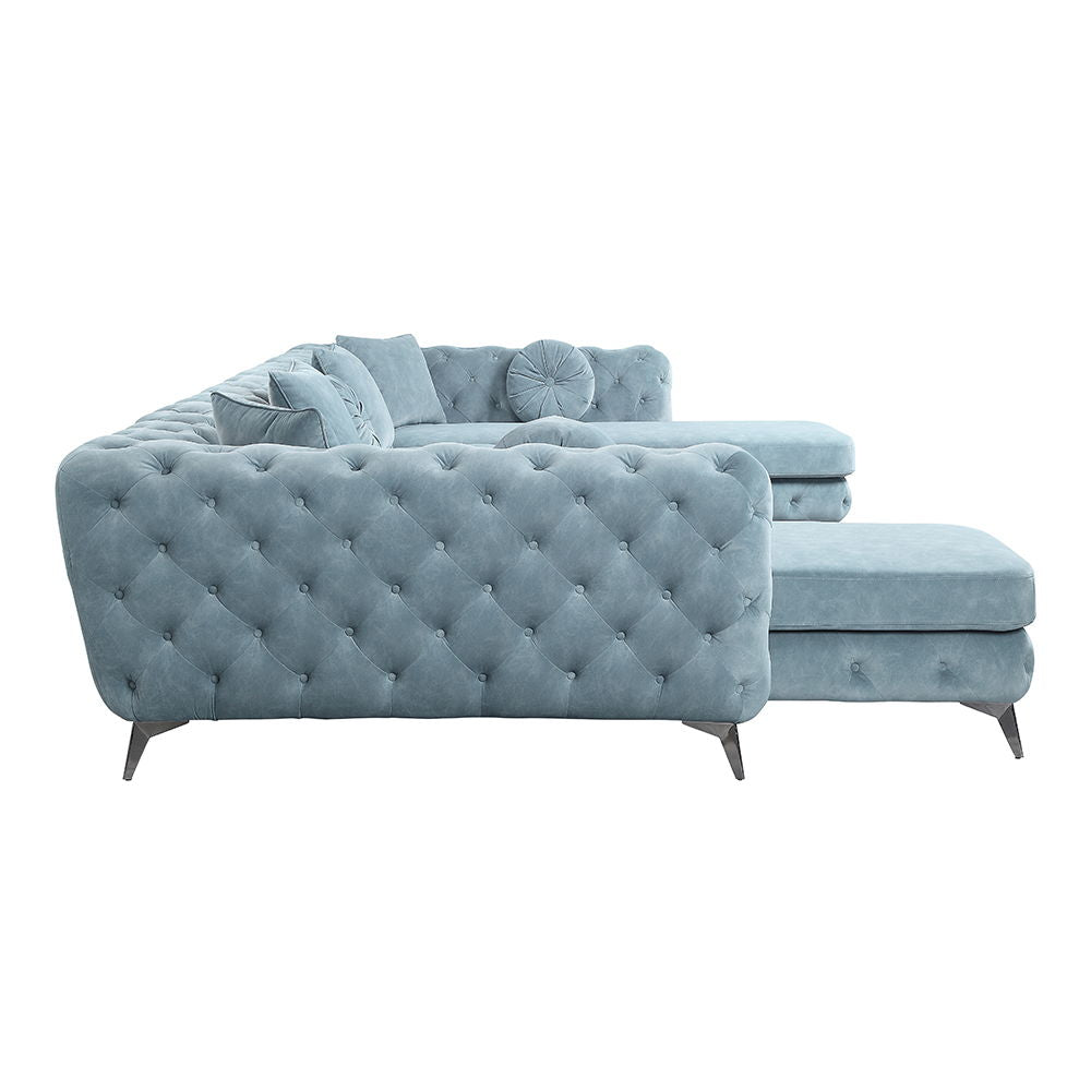 Zerah - Sectional Sofa With 7 Pillows - Dusty Blue Fabric - Urban Living Furniture (Los Angeles, CA)
