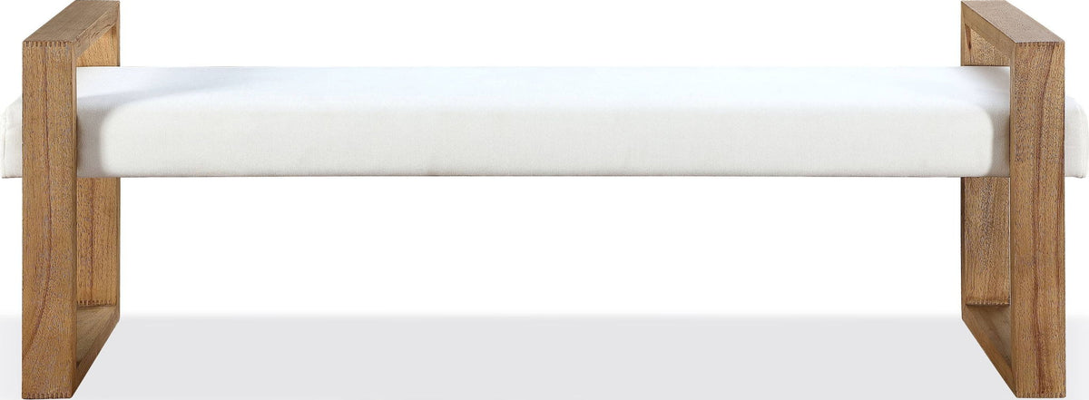 One - Modern Coastal Sled Leg Upholstered Dining Bench - White Pearl And Bisque