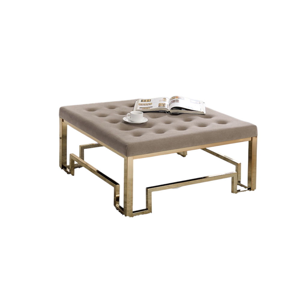 Damien - Cocktail Ottoman - Beige Fabric & Champagne - Urban Living Furniture (Los Angeles, CA)