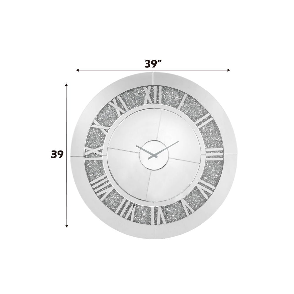 Noralie - 39" Wall Clock - Mirrored & Faux Diamonds - Urban Living Furniture (Los Angeles, CA)