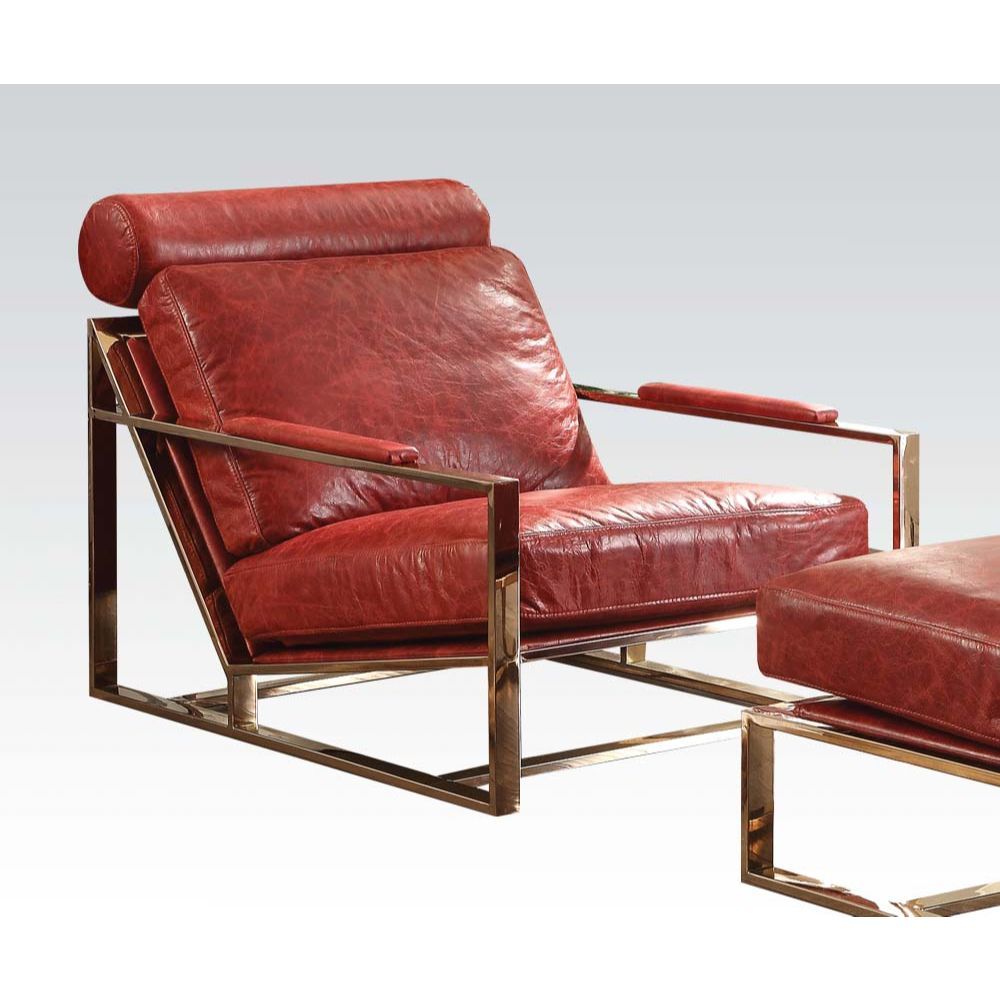 Quinto - Accent Chair - Antique Red Top Grain Leather & Stainless Steel - Urban Living Furniture (Los Angeles, CA)