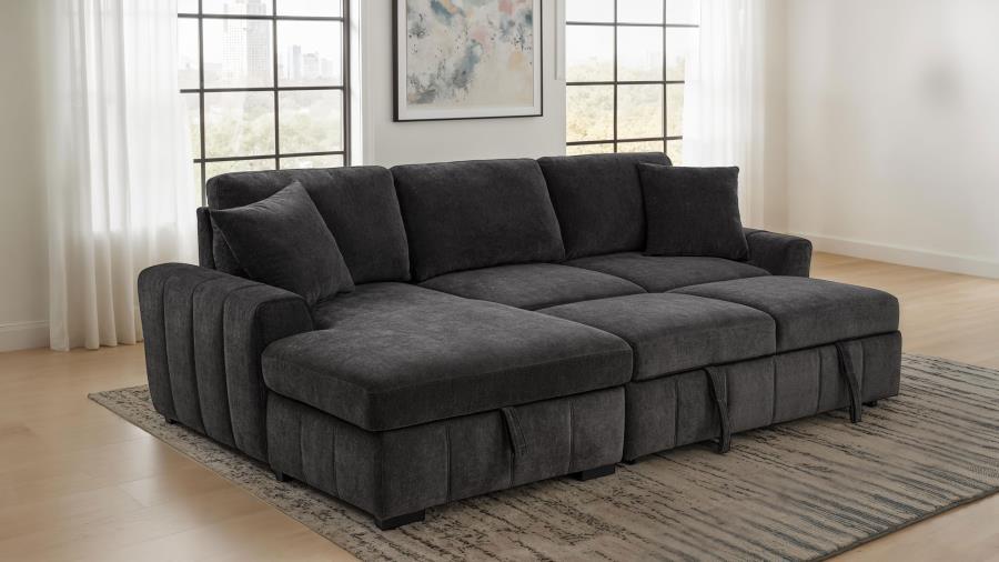 Pastrana - RAF Loveseat With 1 Piece Pillow, Box 1 of 2 - Charcoal Gray