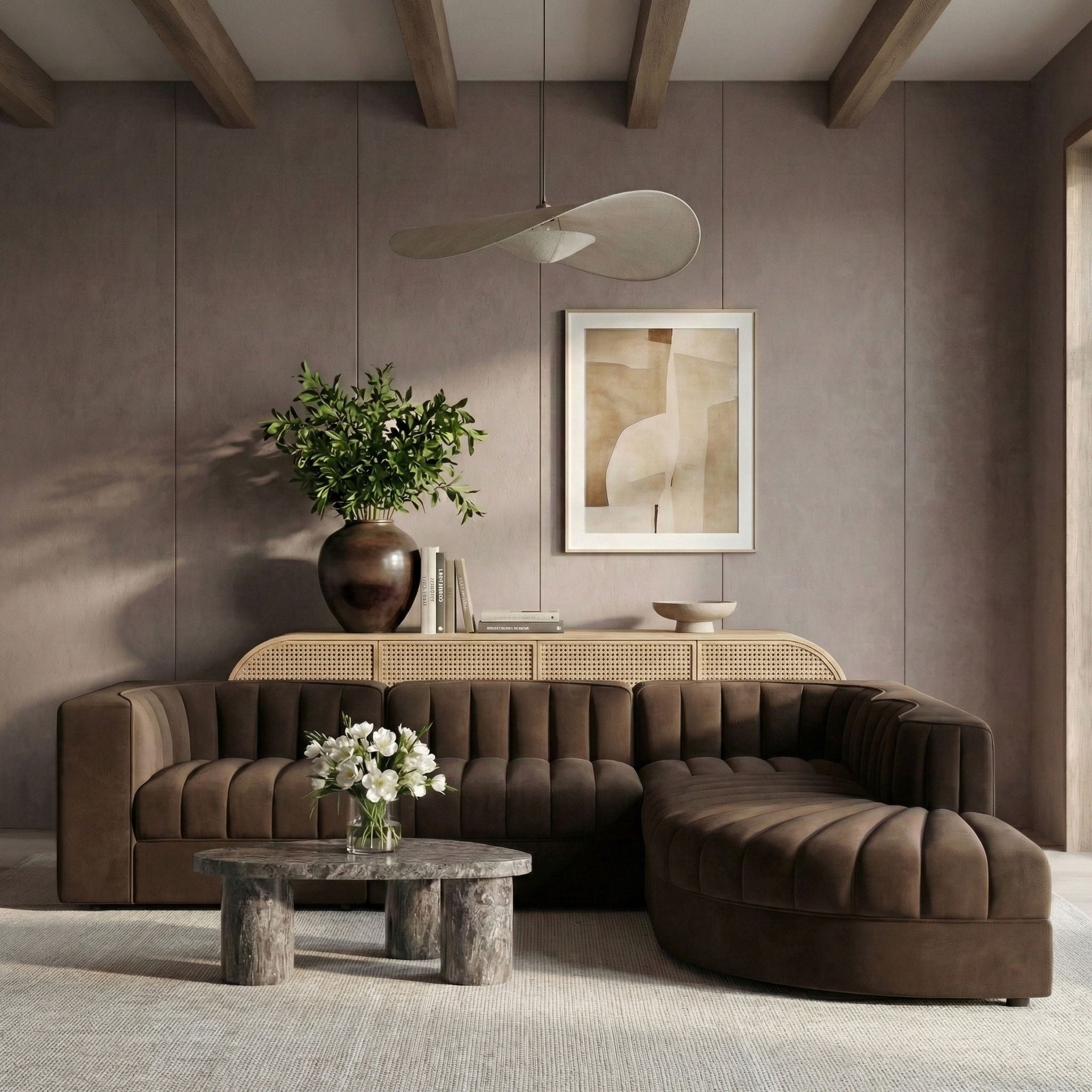 Rummi - Velvet Performance Fabric Upholstered 5 Piece Modular Sectional - Urban Living Furniture (Los Angeles, CA)