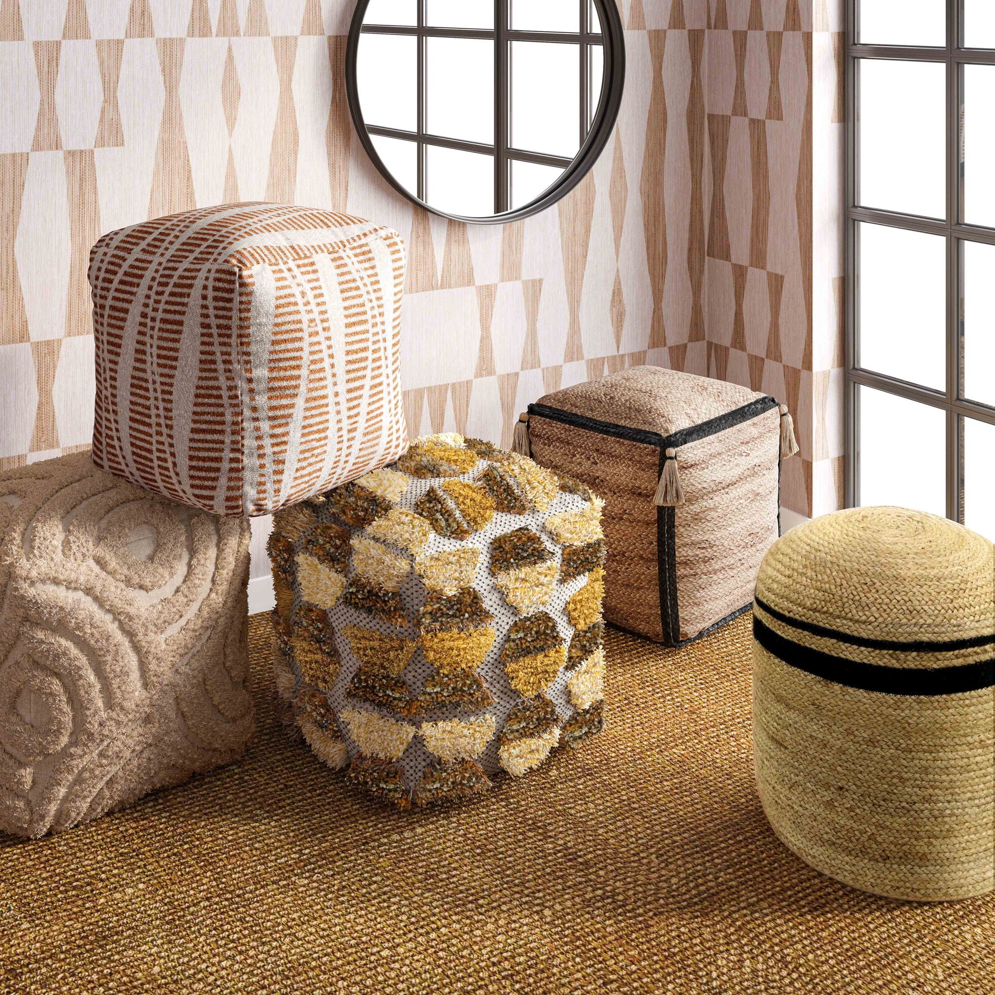 Ember - Woven Pouf - Cream / Natural - Urban Living Furniture (Los Angeles, CA)