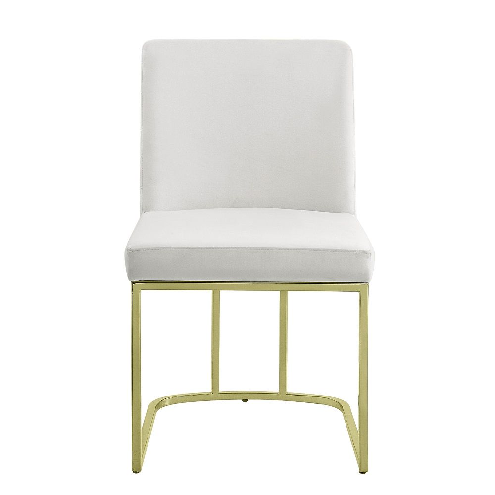 Zazie - Side Chair (Set of 2) - White Velvet & Gold - Urban Living Furniture (Los Angeles, CA)