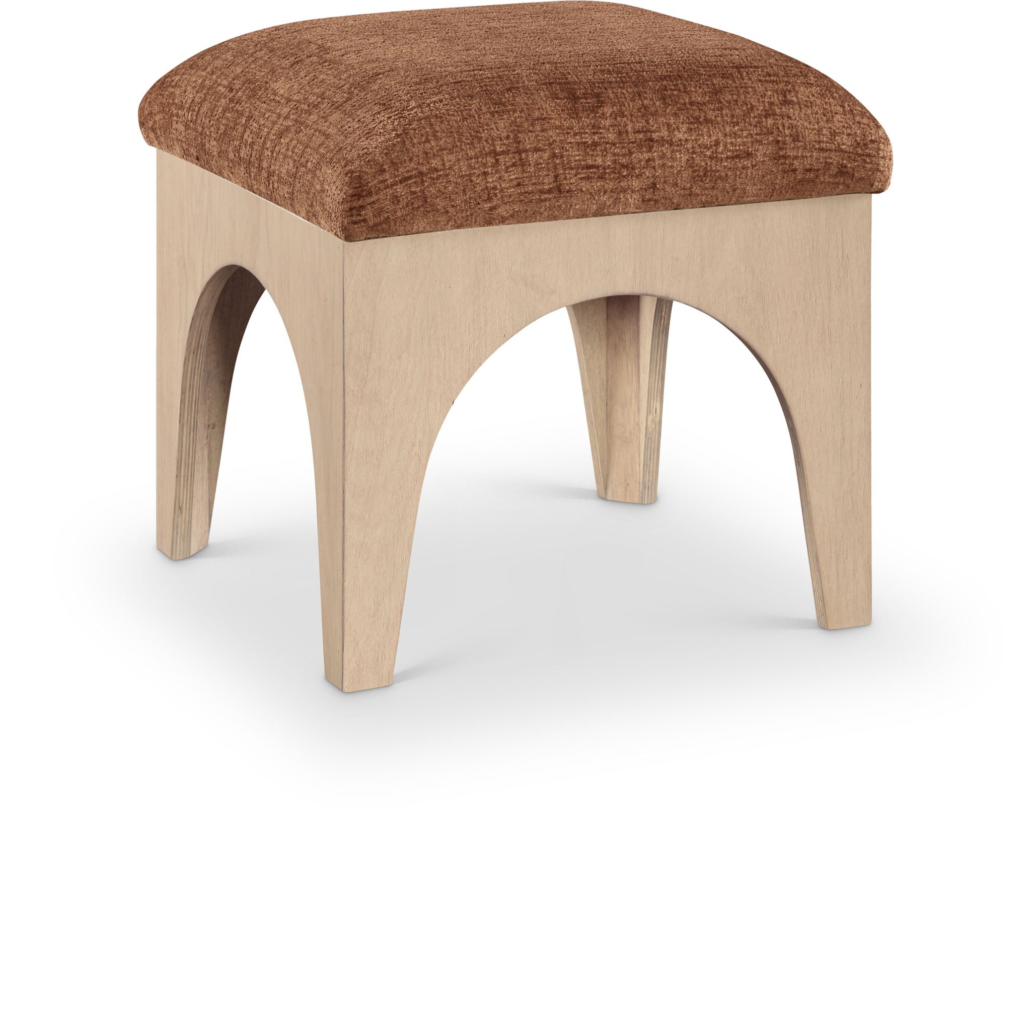 Lawson - Chenille Fabric Ottoman - Natural Base