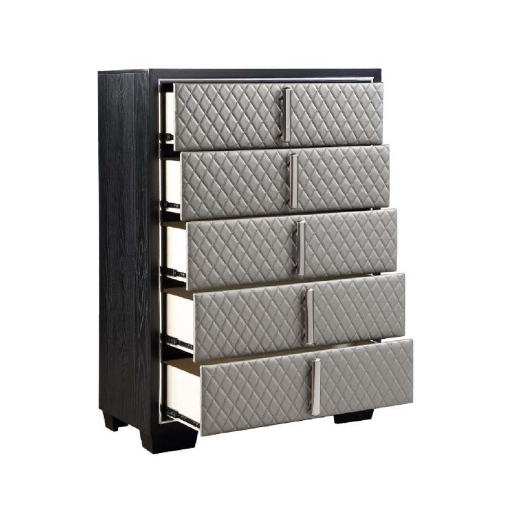 Nicola - Chest - Silver Synthetic Leather & Black - Urban Living Furniture (Los Angeles, CA)