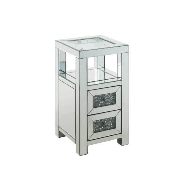 Noralie - 24" Accent Table - Clear Glass, Mirrored & Faux Diamonds - Urban Living Furniture (Los Angeles, CA)