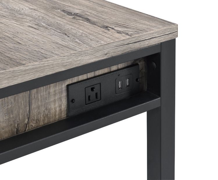 Disho - Writing Desk With USB - Light Weathered Oak & Black - Urban Living Furniture (Los Angeles, CA)