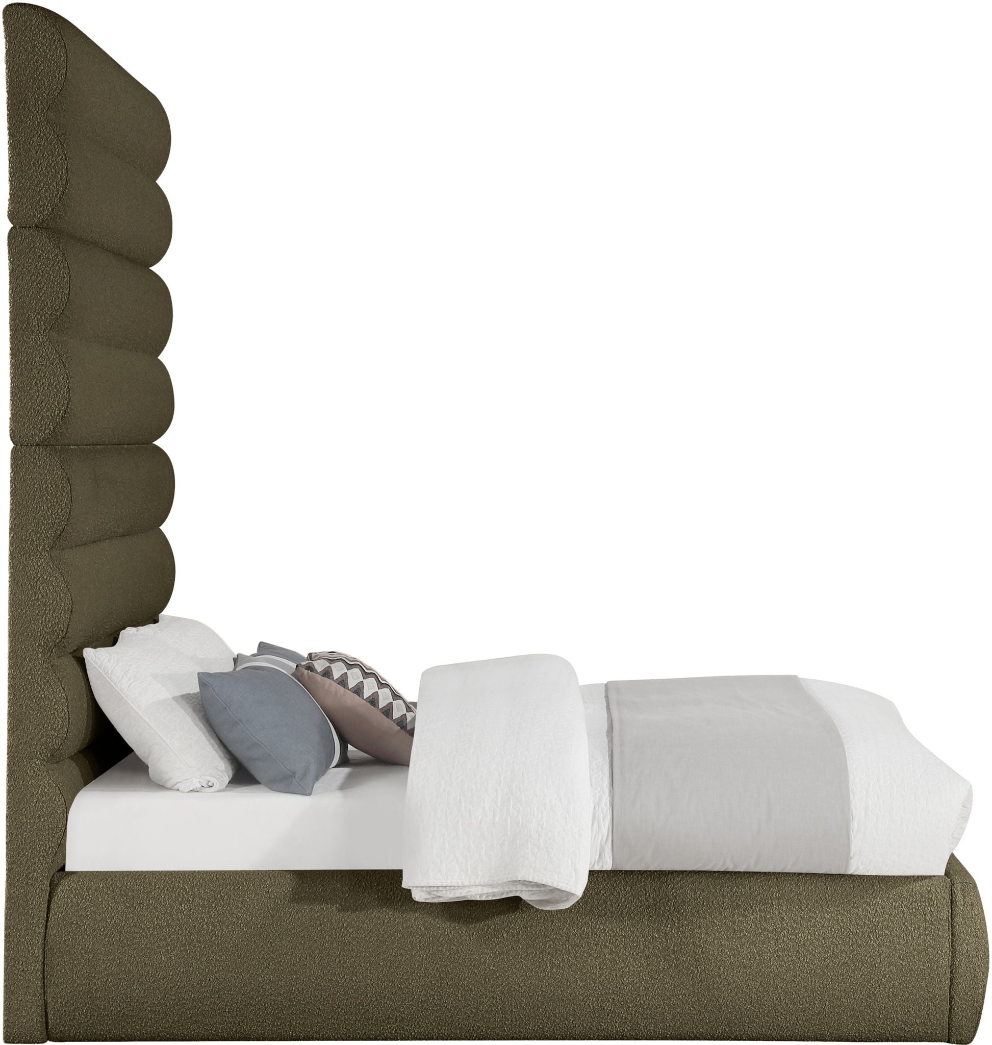 Adam - Boucle Fabric Bed With 89" Headboard