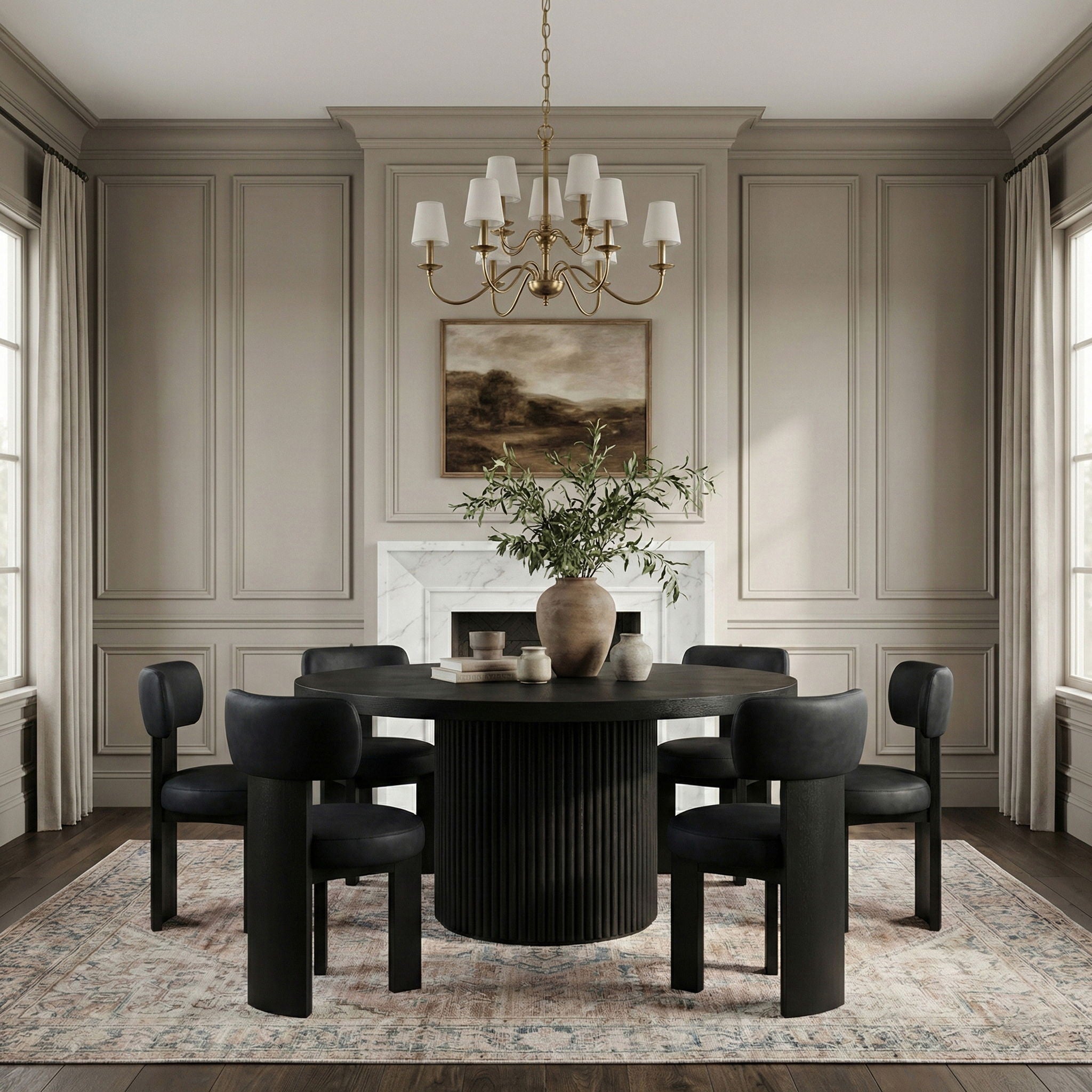 Atelier - Vegan Leather Upholstered Dining Chair (Set of 2) - Black Frame - Urban Living Furniture (Los Angeles, CA)